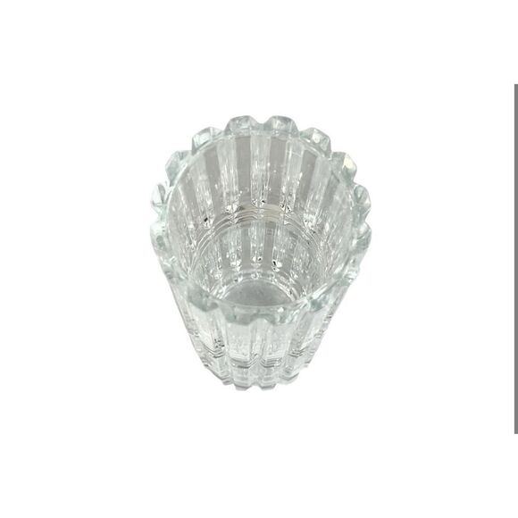 Heavy Stout Mid Century Modern Vintage Cut Crystal Rock Stud Vase - Picture 3 of 6